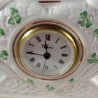 Rare Vintage Belleek Porcelain Heart Shamrock Mantel Clock 
