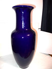 Dark Cobalt Blue Vintage 14  Glass Flower Vase - Great Condition   Original  Box