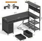 Corner Computer Desk  Reversible L Shaped Office Desk With 5 Drawers  led Lights