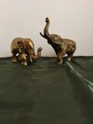Vintage Pair Of  Brass Elephants Metal Animal Figurine Statue