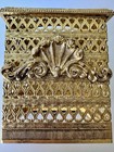 Vintage Brass Hollywood Regency Filigree Gold Metal Square Tissue Box Cover