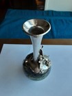 Vintage Art Glass Silver Overlay Vase 7  High Hand Made Israel Signed