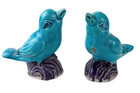 Pair Vintage Antique Chinese Export Turquoise Glazed Glaze Porcelain Bird Birds