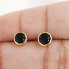 14kyellow Gold Pated 925 Silver2ct Round Black Diamond Womens Mens Stud Earrings