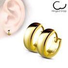 Stainless Steel Small Dome Hoop Huggie Earrings Pair 4 Mm Wide 20 Ga Gold