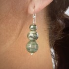 Jay King 2 Pair Earrings Green Banded Vetiver Mongolian Sterling Silver Bead Nwt