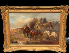 Harden Sidney Melville  1824-1894   Mid 19th Century Oil Painting Horses Antique