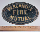 Mercantile Mutual Fire Mark Oval Insurance Tin Sign - Black   Gold On Copper