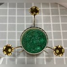 Vintage Mcm Unique Gold Metal 3 Candle Holder Bowl Centerpiece Holiday Basket