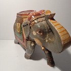 Vintage Hand Carved Hand-painted Elephant Made In India