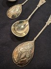 12 Heavy Silver 800 Vermeil Gilded Teaspoons Antique Vintage European Crown 4    