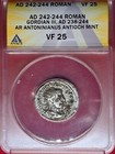 Ad 242   244 Roman Ar Antoninianus     Gordian Iii     Anacs Vf25     Antioch Silver