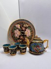 Vintage Cloisonn   Miniature Tea Set  Dollhouse Porcelain Tea Set With Tray