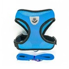 Cat Dog Pet Harness Adjustable Control Vest Dogs Reflective Leash  M Size - Blue