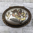 Vintage Metal Gold Tone Footed Trinket Box  Victorian Trinket Box  Small Jewelry