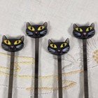 Atomic Cat Swizzle Sticks Set Of 4 Accoutrements 2003 Black Cat Drink Stirrers