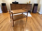 Vintage Mid Century Modern Teak Bar Cart Trolly On Casters 1960s