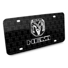 Ram Hemi Dual Logo 3d Logo On Logo Pattern Black Aluminum License Plate