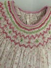 Girls Smocked Floral Dress White Pink Green Puff Short Sleeve Knee Cotton
