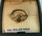 Vintage Connemara Marble Irish Claddagh Pin 14 Ct  Rolled Gold 822