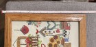 Crewel Woman In Flower Garden With Cat  Frame Vtg 1995 Embroidery 11 5 X 14 5
