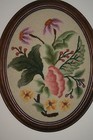 Hand Hooked Picture  crewel Oval 