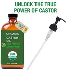 Organic Castor Oil 16oz Glass Bottle Cold Pressed Unrefined 100  Pure Usda