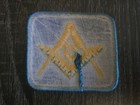 Nos Masonic Freemason Patch Square   Compasses    g    Blue Gold Embroidered Sew On