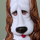 Vintage 1970s Ceramic Basset Hound Piggy Bank W plug  Brown   White 10  H X 6  W