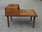 2 Tier Mid Century Danish Modern Walnut End Table Night Stand Vintage Furniture
