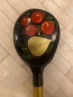 Vintage Khokhloma Wooden Spoon Hand Painted Russian Lacquer Black Red   Gold