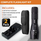 Super Bright Led Tactical Flashlight Rechargeable Work Light W  Holster  2-pack 