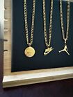 Nike Necklace   Jordan Necklaces - 5mm Cuban - 22  Gold Chain - Jumpman Pendants