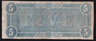 1864 Confederate States Of America  5 T-69 Civil War Note Csa Richmond Currency