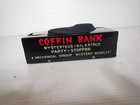 Vintage Coffin Bank Tin Toy Bank  working 