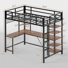 Loft Bed With Desk With Charging Station   Led Lights  Clothing Rail  Metal Twin
