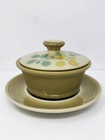 3 Pc Set Franciscan Pebble Beach Gravy Boat Bowl With Lid   Underplate Green