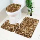Leopard Print Shower Curtain Bathroom Rug Bath Mat Toilet Seat Cover Cover