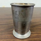 Vintage Collapsible Travel Cup Silver Plate 1915 Engraved Ww1 Era Pilot  Usa