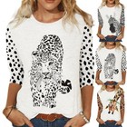 Womens Long Sleeve Animal Print T-shirt Blouse Ladies Casual Loose Tunic Tops
