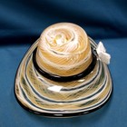 Vtg Hand Blown Swirl Art Glass Yellow black Decorative Ladies Hat 10 5  Decor 