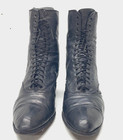 Antique C1900 Victorian Boots Women s 6 Black Leather Lace Up Flexible Insole