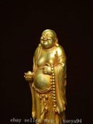 9   Chinese Buddhism Temple Bronze Gilt Happy Laugh Maitreya Buddha Statue