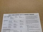 1999 Ford Super Duty F250 F350 Sales Sheet Brochure Original Truck Literature