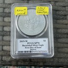 2019-w Silver Eagle Burnished First Day Sp70 Pcgs Mercanti Mint Engraver Series