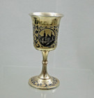 Finest Antique Imperial Russian 84 Silver Niello Judaica Kiddush Cup Moscow 1841