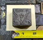 Antique Vtg Man W  Horn Helmet Viking Letterpress Print Type Ornament Cut Block