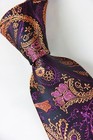 New Classic Paisley Gold Purple 100  Jacquard Woven Silk Men s Necktie Tie
