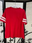     Balera Red Crew Neck Dance Shirt     Size Xl     White Sleeve Stripes     Nwt     