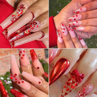 Valentine Nail Art  6 Boxes Holographic Red Heart Nail Art Glitters Flakes With 